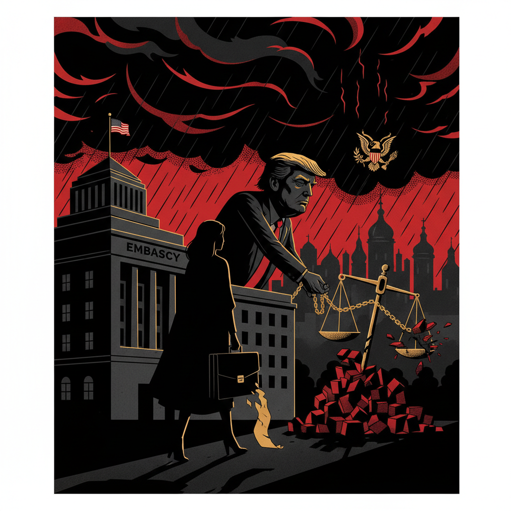 Illustration: Julie Davis, la diplomate de Trump en Ukraine, claque la porte
