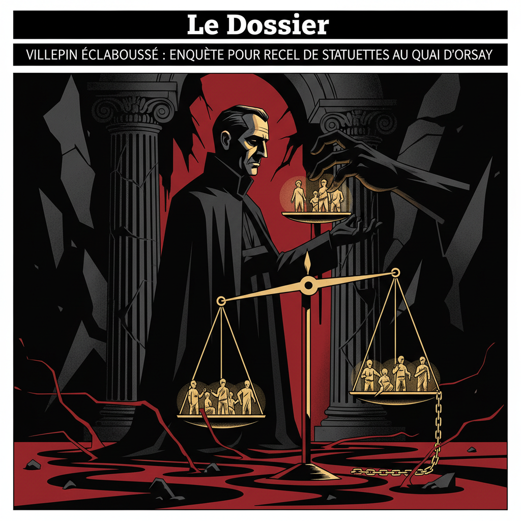 Illustration: VILLEPIN ÉCLABOUSSÉ : ENQUÊTE POUR RECEL DE STATUETTES AU QUAI D'ORSAY